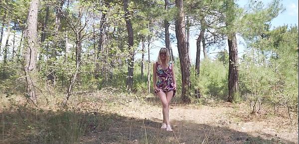  POV OUTDOOR SEX. He fucked me in the forest after a squirt orgasm from a vibrator - Sasha Bikeyeva